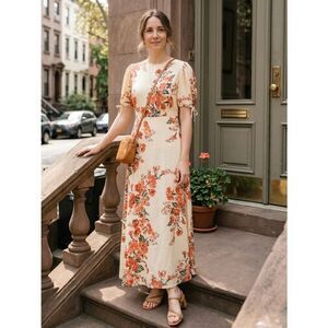 NEW FAITHFULL THE BRAND Womens 4 Brida Magnolia Floral Midi Dress